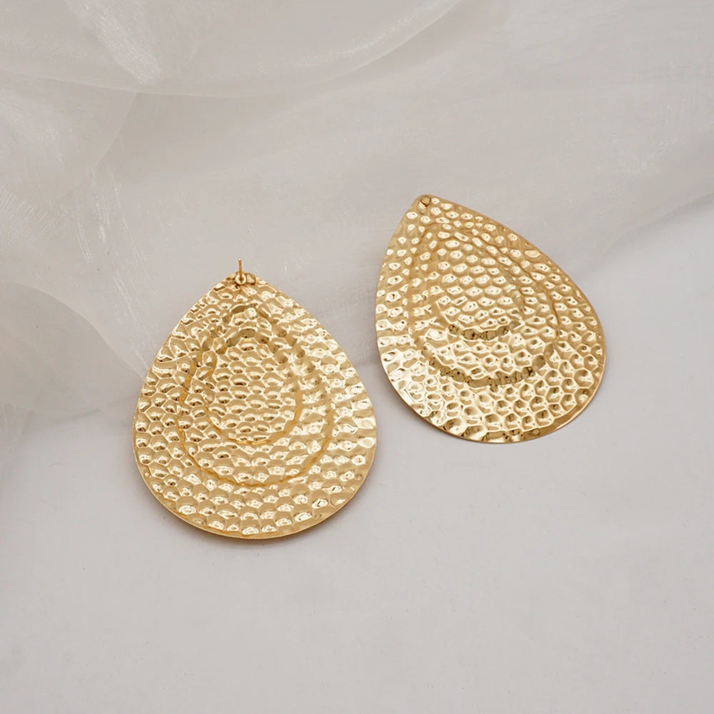 Fashion Jewelry Big Gold Color Round Geometric Earrings Dangle Drop Earrings For Women African Wedding Party Gifts