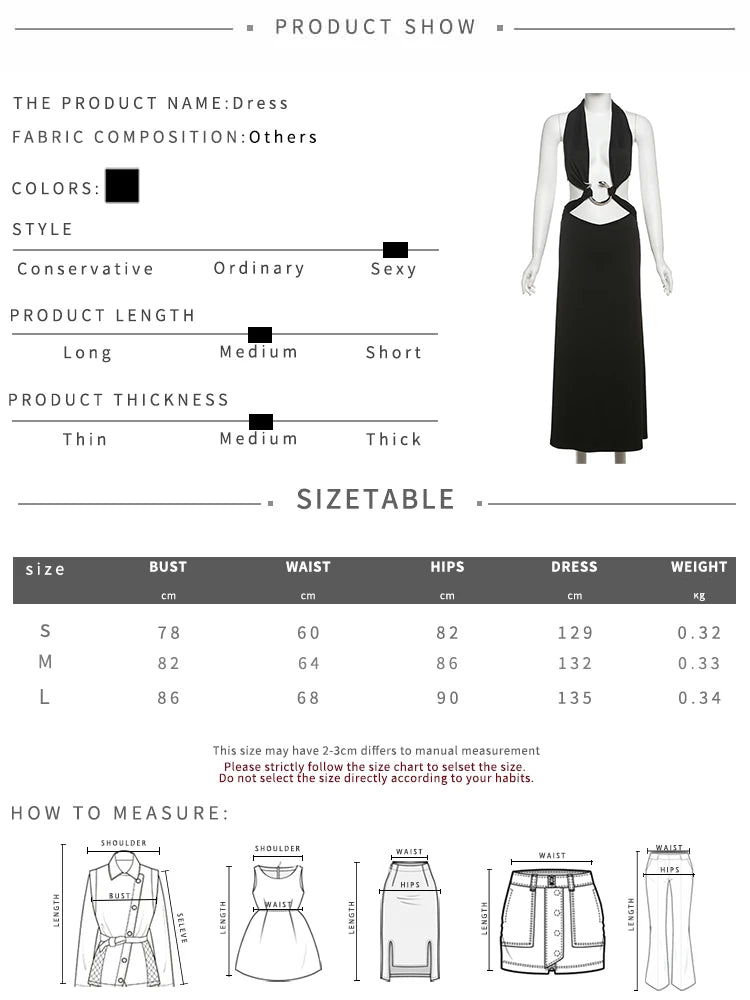 Weird Puss Metal Rings Patchwork Dress women Halter Low-Neck Bandage Backless Sexy Robe Vacation Midnight Club Party Outfits