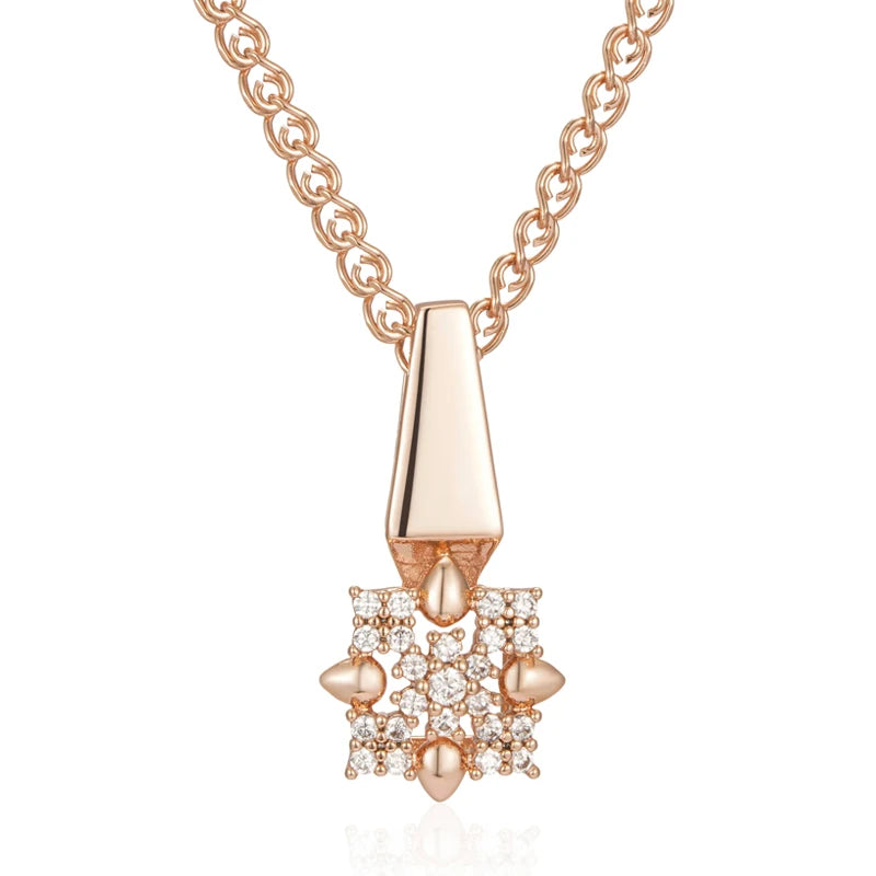 Rose Gold Crystal Flower Drop Earrings
