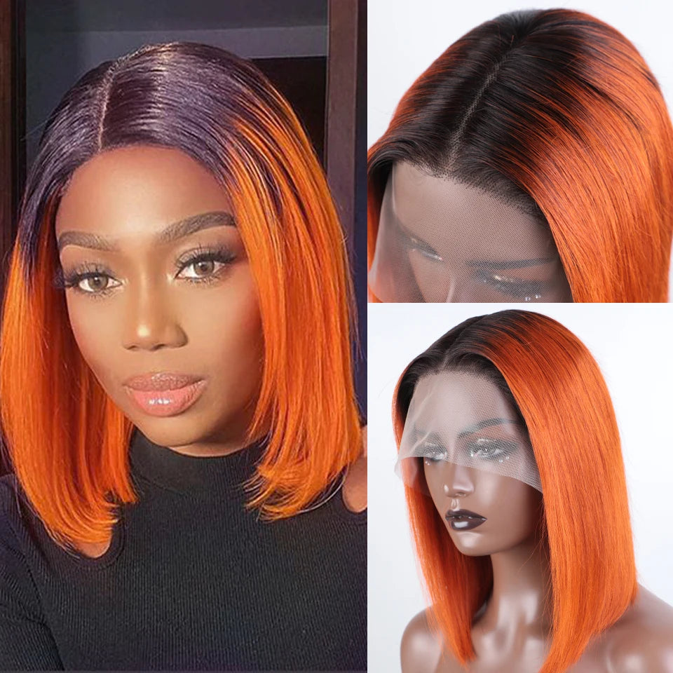 Glueless Brazilian Human Hair Transparent Lace Bob Wig For Women