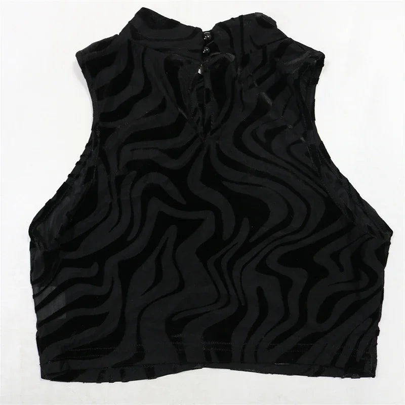 Mesh See Through Sexy Club Outfits for Woman 2 Piece Set Night Party Sleeveless Vest Crop Top and Leggings New in Matching Sets