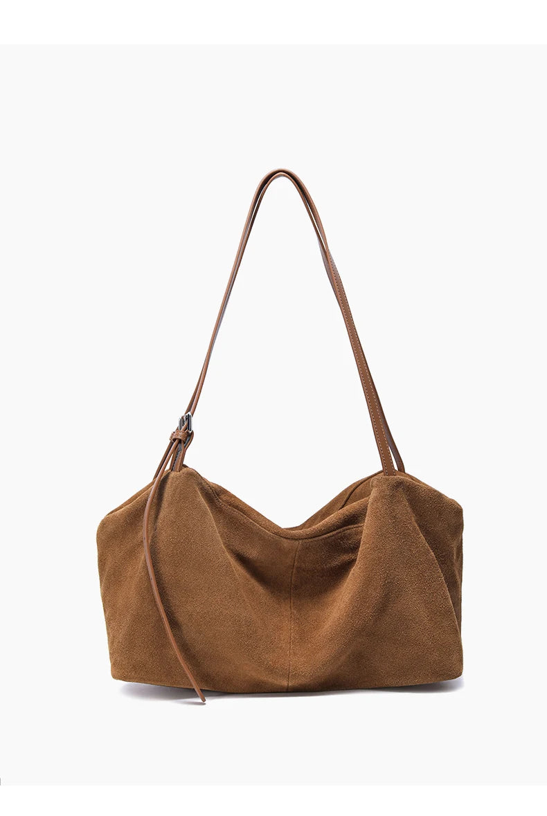 Women's Suede Genuine Leather Shoulder Bags Ladies Frosted Cowhide Crossbody Bag Female Design Luxury and Lazy Commuting Handbag