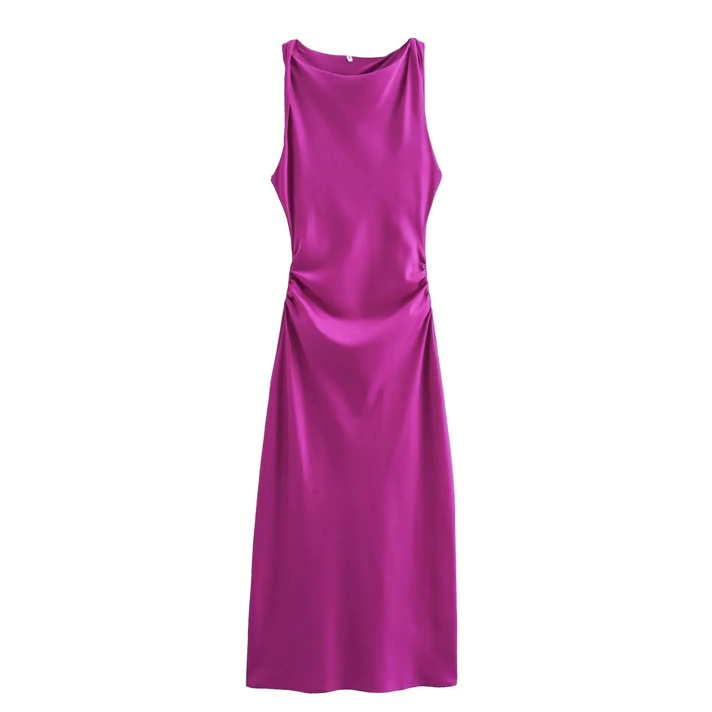 Summer Women's Satin Long Dresses Fashion Sleeveless Elegant Evening Party Dresses
