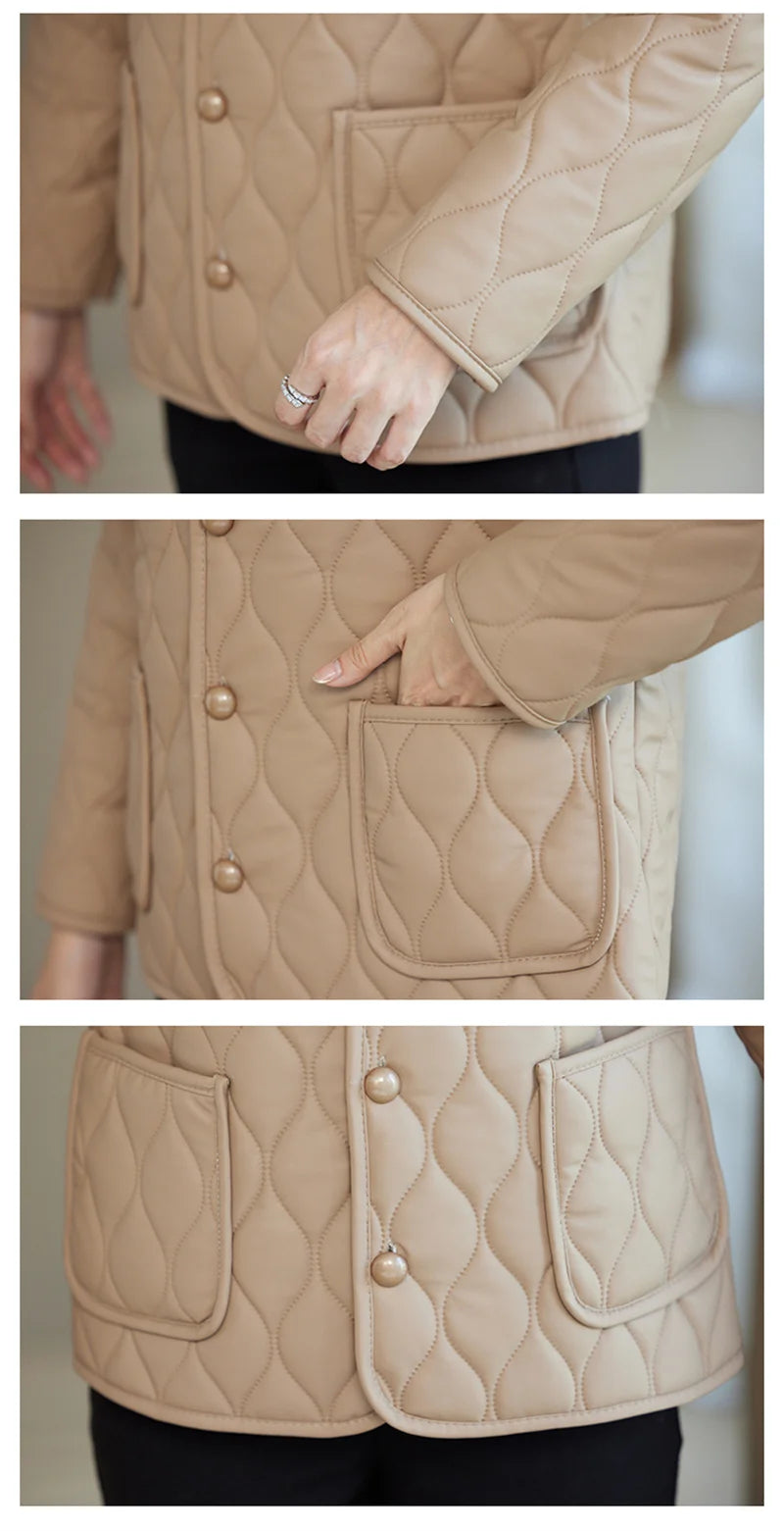 Winter Plush Jacket Winter Mom's Fashion Plus Size Loose Thick Fur Collar Coat For Mid-Aged Women With Velvet Warm Quilted Coat