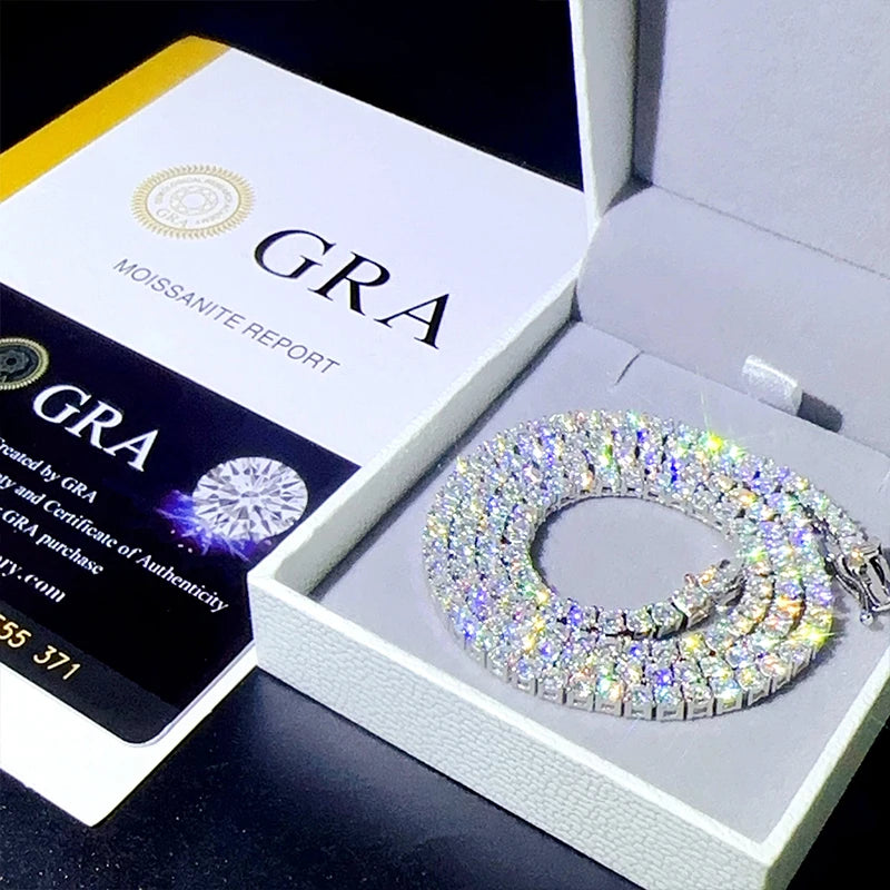 Moissanite Sterling Silver Tennis Chain Bracelet for Women