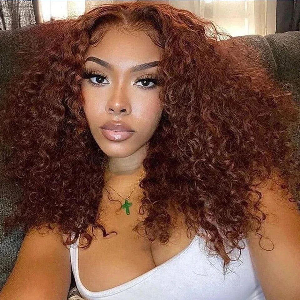 Brown kinky Curly Short Bob Wig 13x4 4x4 Bob Wigs Brazilian Water Deep Wave Human Hair Wig Preplucked For Woman Short Pixie