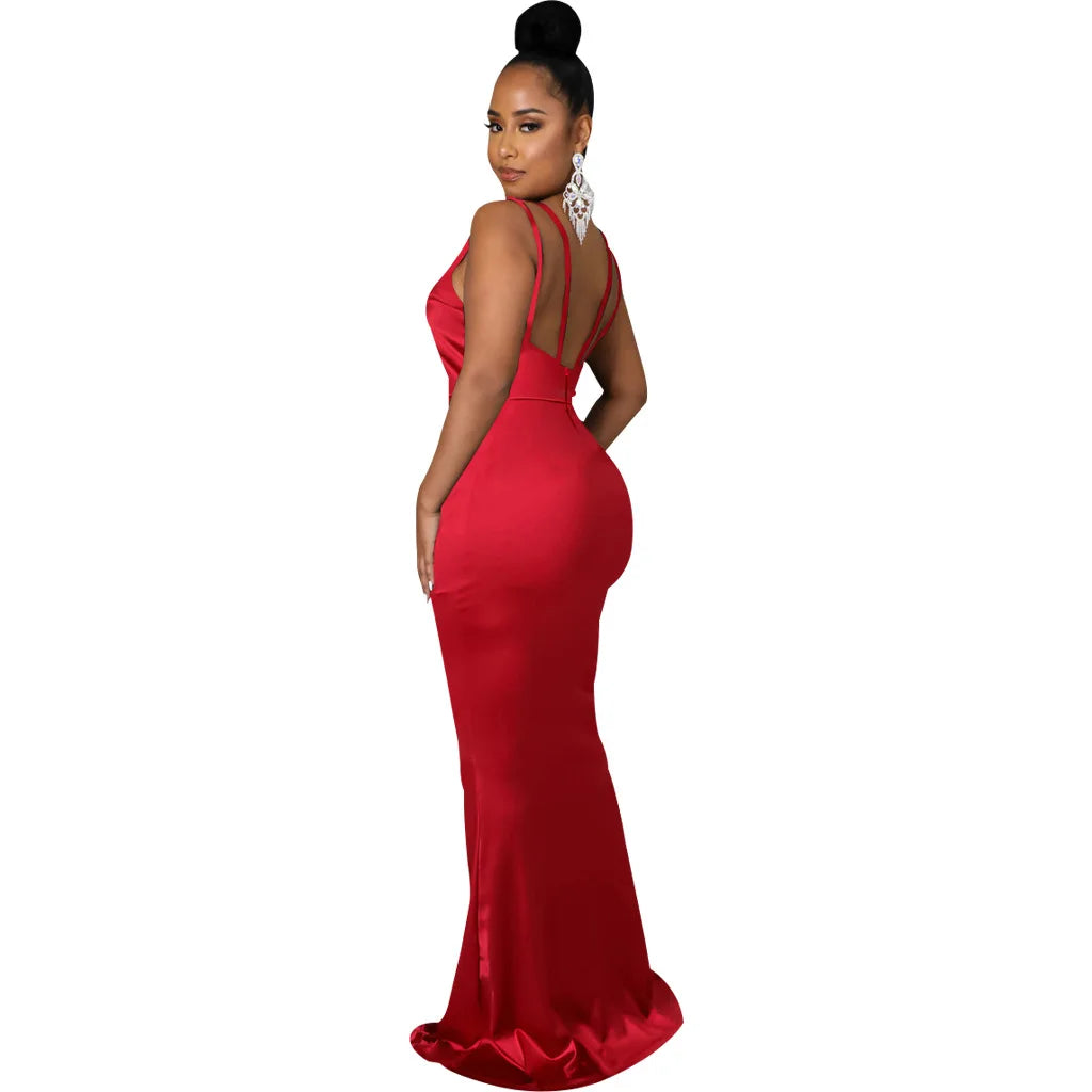 Sexy Fashion Deep V-Neck Dress Women's Dress JX5604