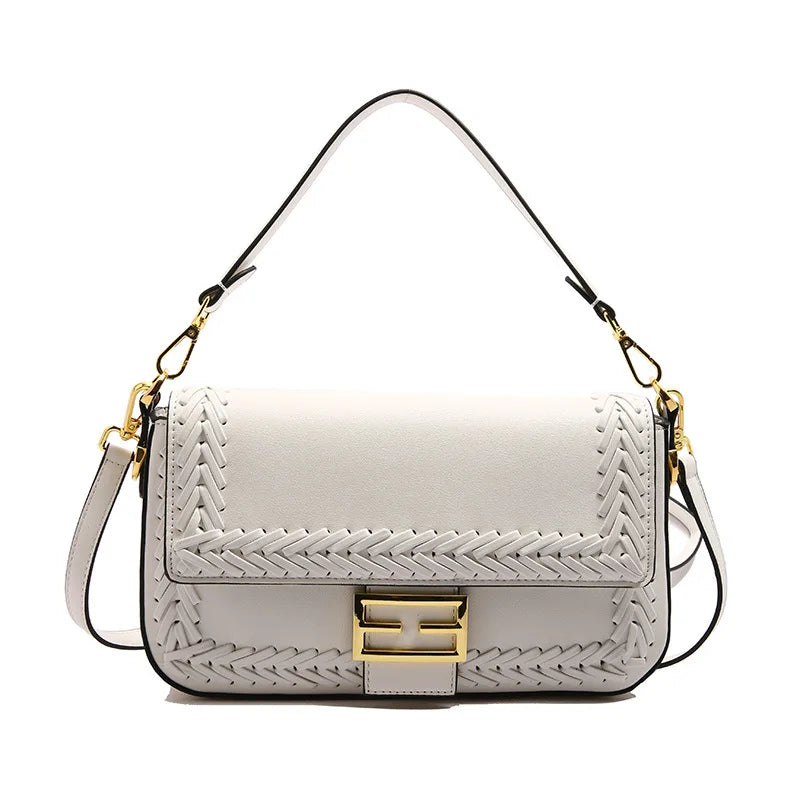 2025 Designer Shoulder Bag Collection - Bamboo Woven Crossbody Saddle Bag, Elegant Top Handle Hobo Purse with Chain Strap
