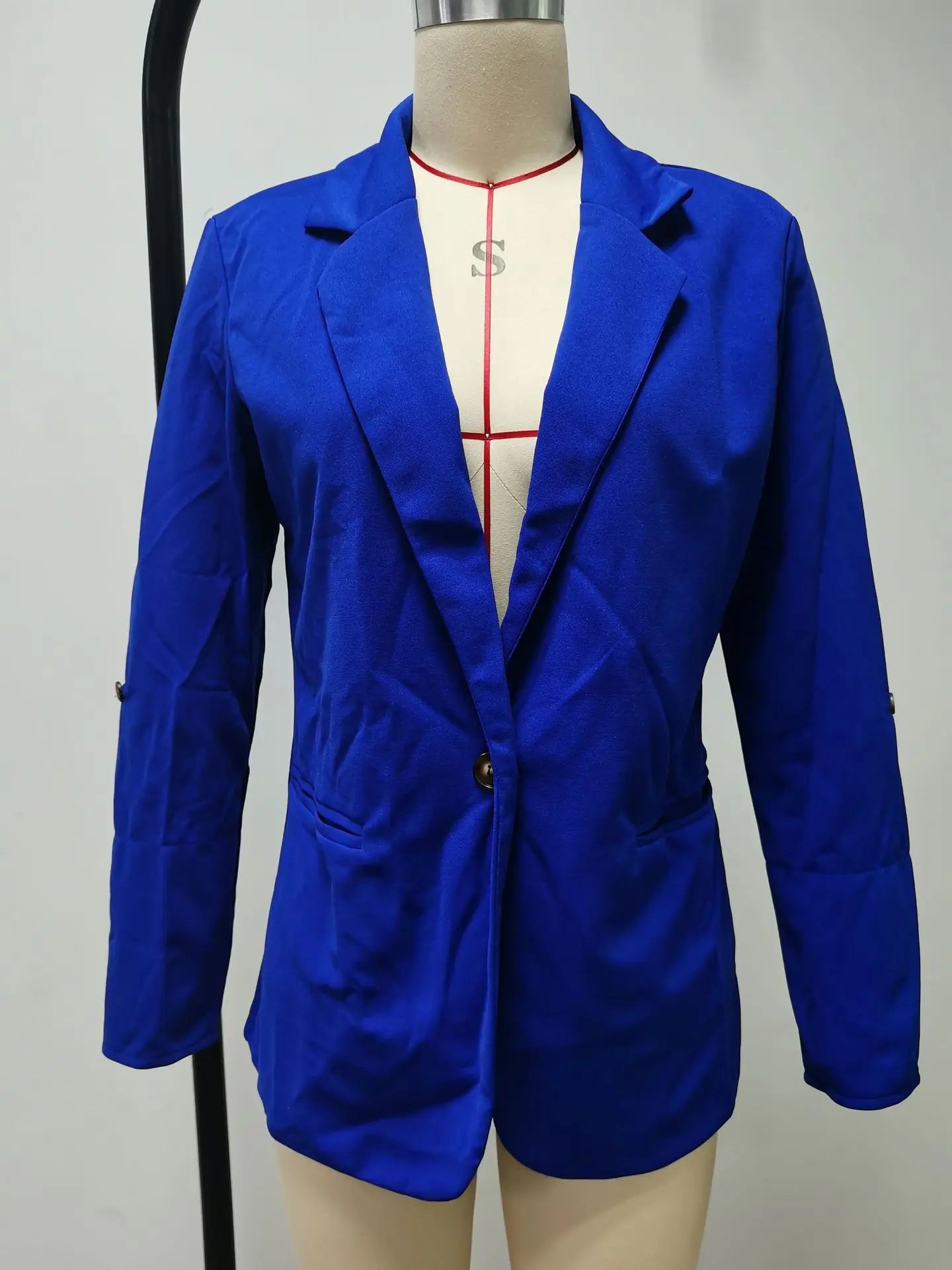 Women Autumn Winter Fashion Splicing Lapel Slim Cardigan Blazer Jacket Long Sleeve Casual