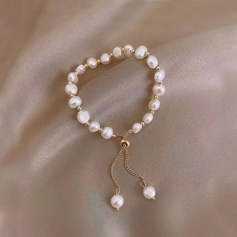 Purple Pearl Crystal Chain Bracelet