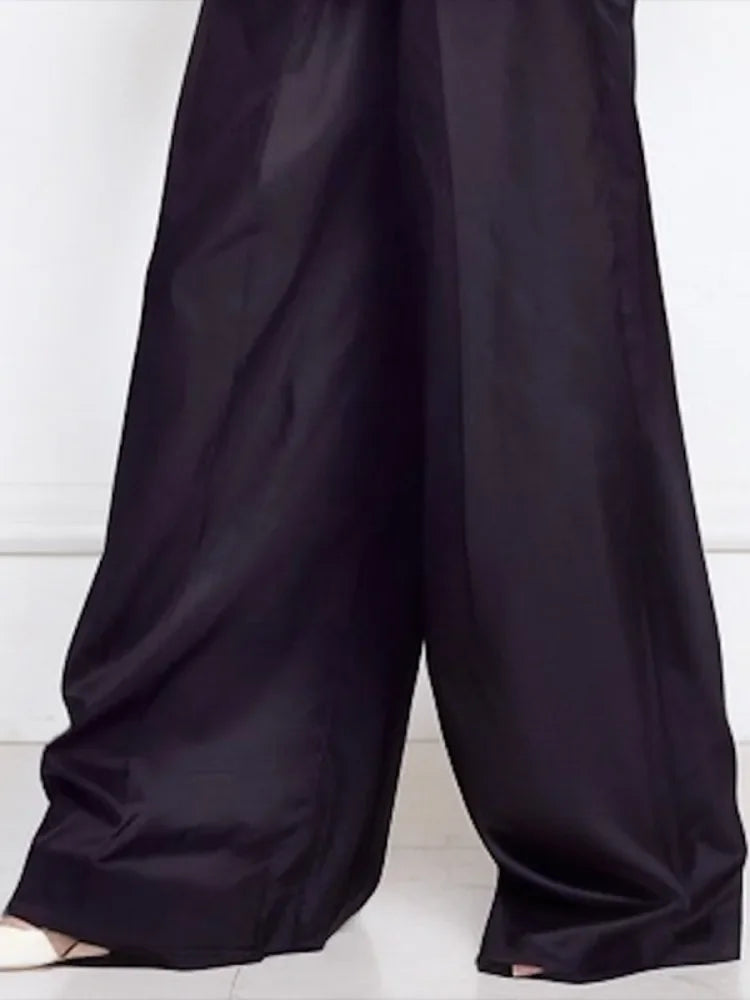 Beautyblue Women Loose Trousers Black Wide Leg Pants 2025 Fashion Spring Pocket Solid Color Casual Floor Mopping Bottoms Female