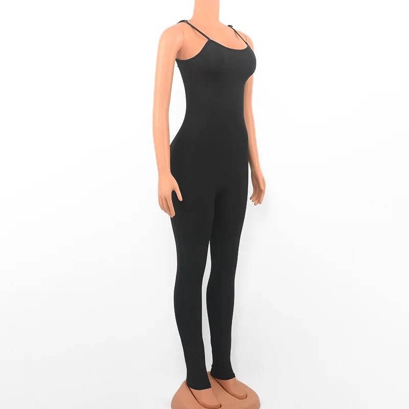 Summer Black Sleeveless Jumpsuits Womens Rompers Spaghetti Strap Backless Casual Party Bodycon Skinny Outifts Fashion Streetwear