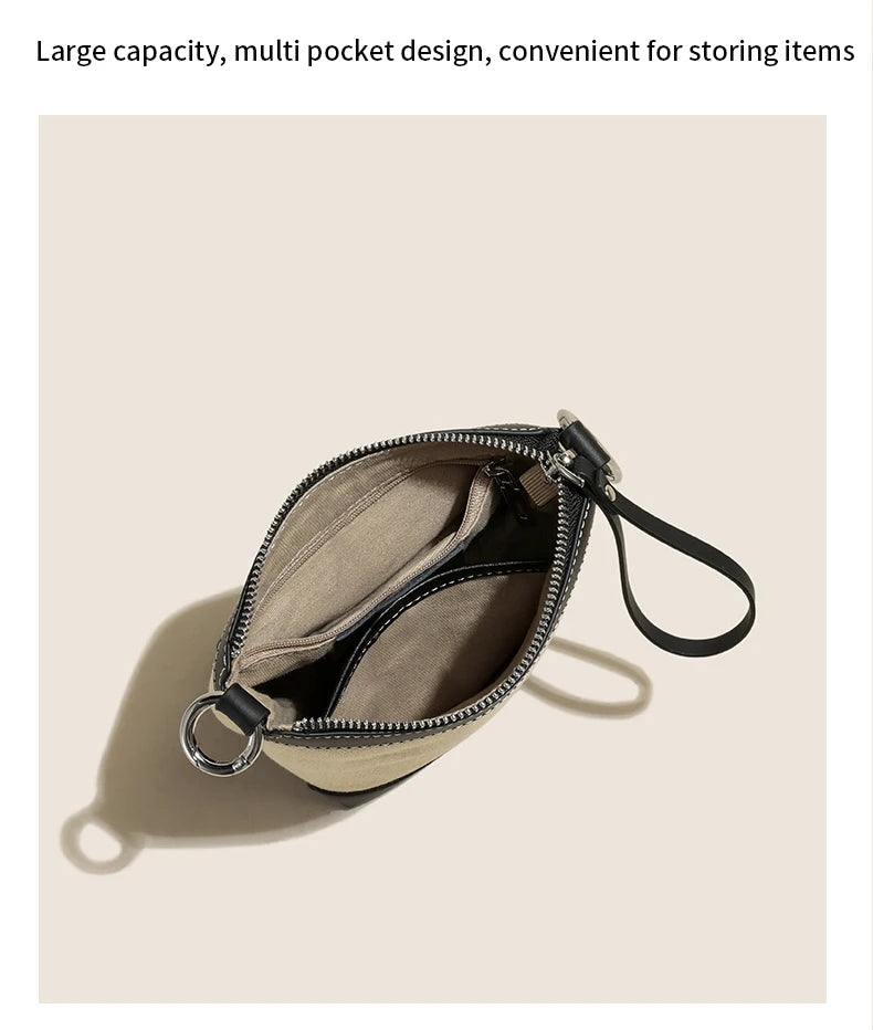 2024 Genuine leather Canvas Crossbody Women's Bag Bucket Bag Autumn Winter Ladies Designer Luxury Brand Lightweight Small Bag