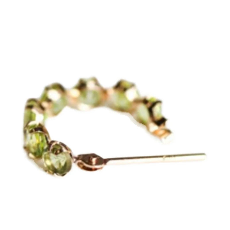Original design silver inlaid peridot single row emerald earrings for women fresh style ear buckle fashion marriage jewelry