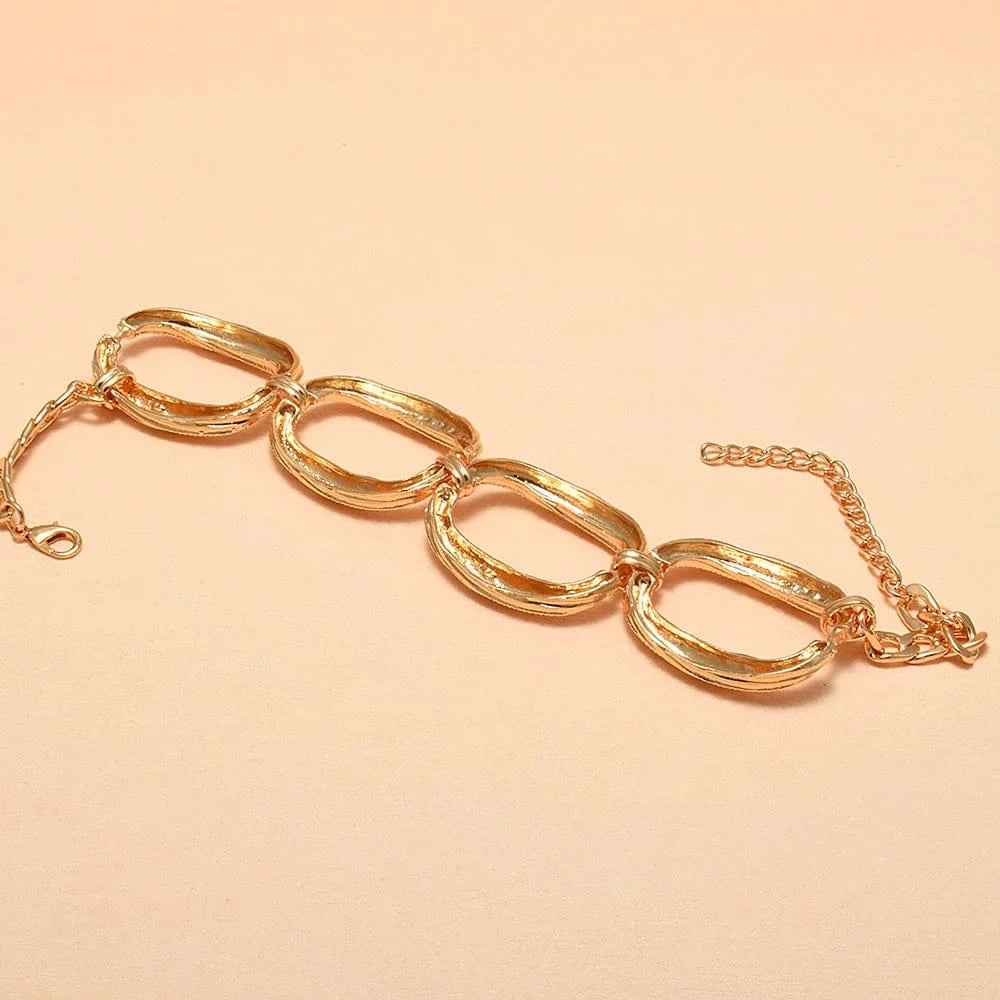 Trendy Bracelet Golden Metal Bracelet Wholesale Of Women's Accessories Round Hoops Bracelet