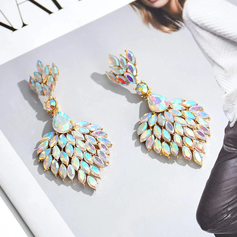 Hot-Sell High Quality Colorful Rhinestone Drop Earrings For Women Girls Party Wedding Crystal Accessories Jewelry Wholesale