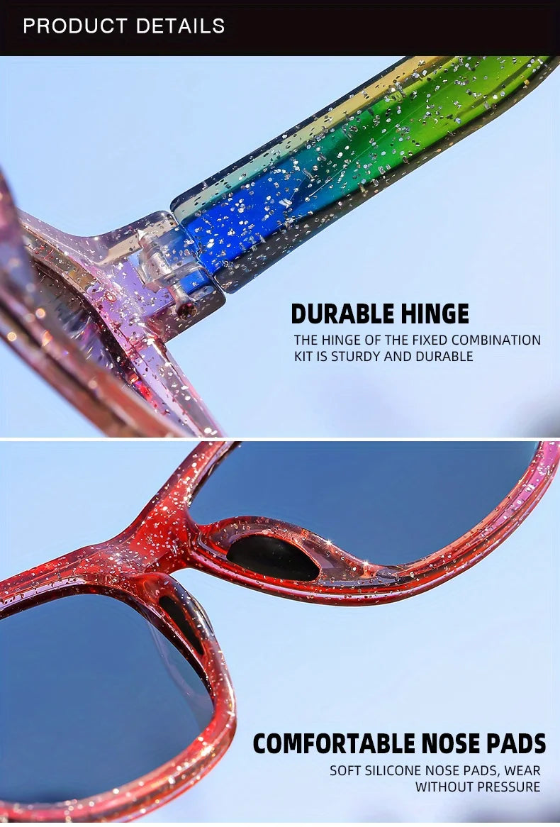 1 Pair Unisex Polarized Square Fashion Sunglasses - Lightweight Purple Glitter Frame, TAC Lenses for Outdoor Sports & Fashion