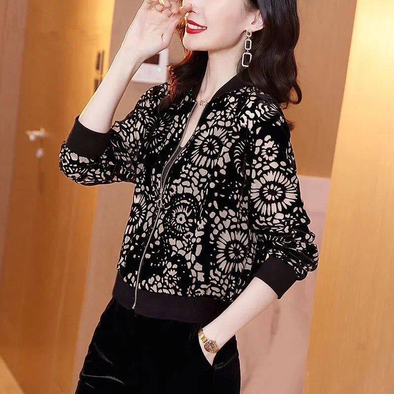 Fashion Print Jacket Female Spring Top 2024Summer UV Protection Joker Short Chiffon Sunscreen Clothing Female Top Thin Shirt Top