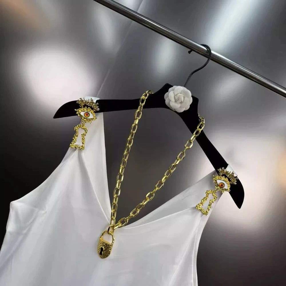 VGH Solid Color Spliced Metal Chain Basics Vest for Women V Neck Sleeveless American Streerwear Tank Tops Female Fashion Style