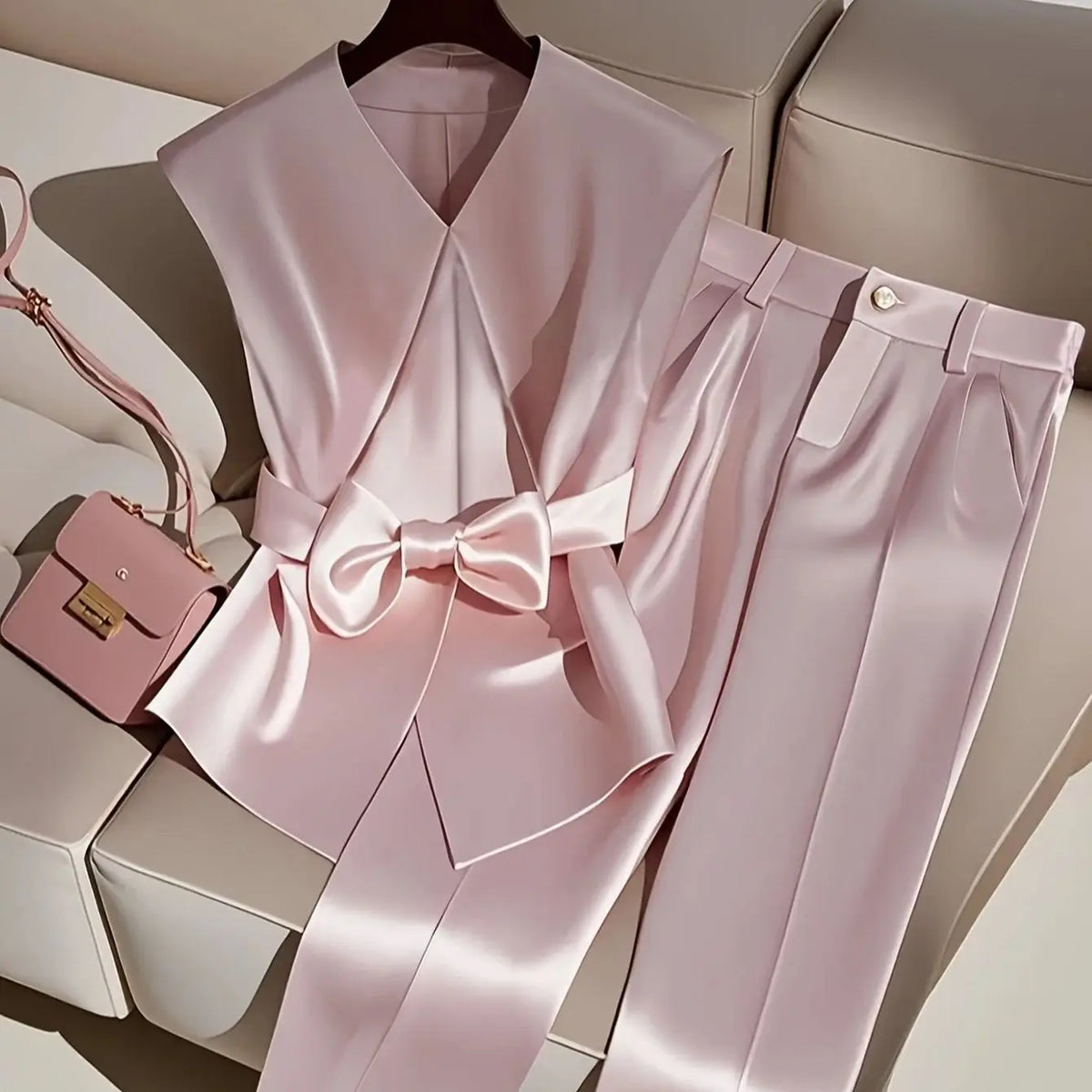Polished Solid Color Two Piece Set