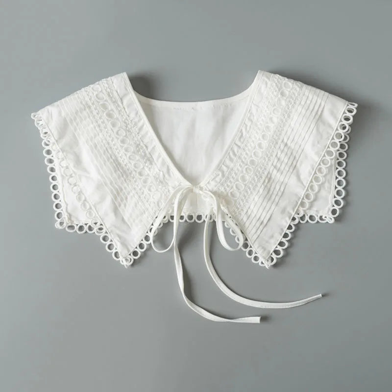 Removable Lace Doll Fake Collar Women Tie Ladies White Shawl Wrap Detachable Embroidered Lapel False Collar Clothes Accessory
