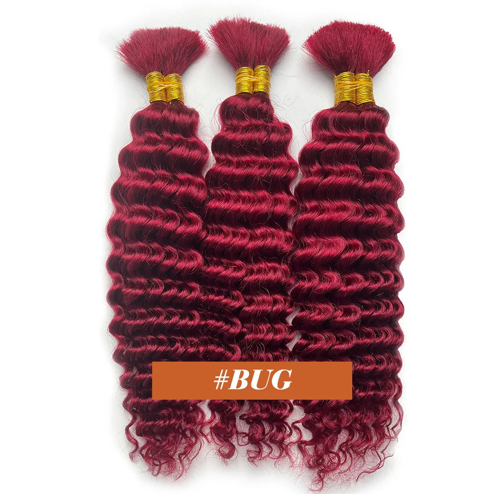 Human Braiding Hair Chocolate Brown 100g Deep Wave Bulk No Weft Human Hair Wigs Bundles for Curly Boho Braiding