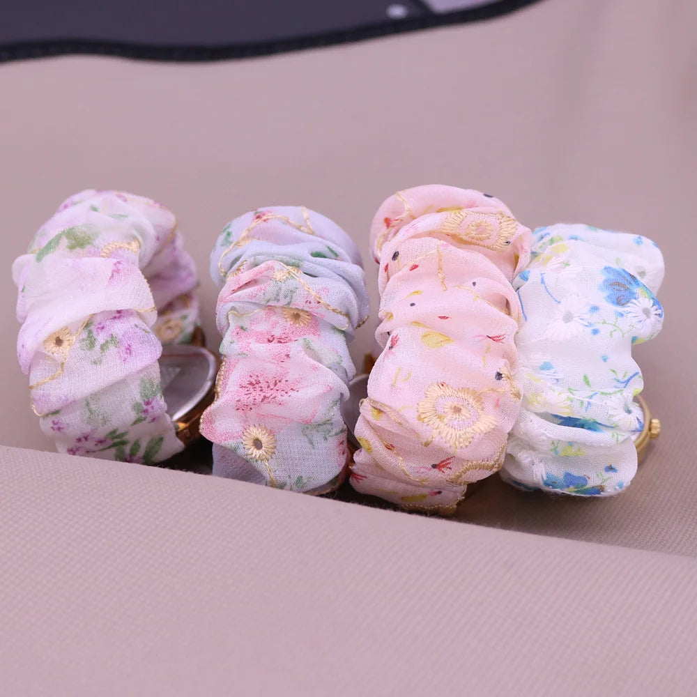 Rose Flower Japan Quartz Lady Women's Watch Elegant Lattice Fashion Hour Bracelet Elastic Watch Band Girl's Gift Julius No Box