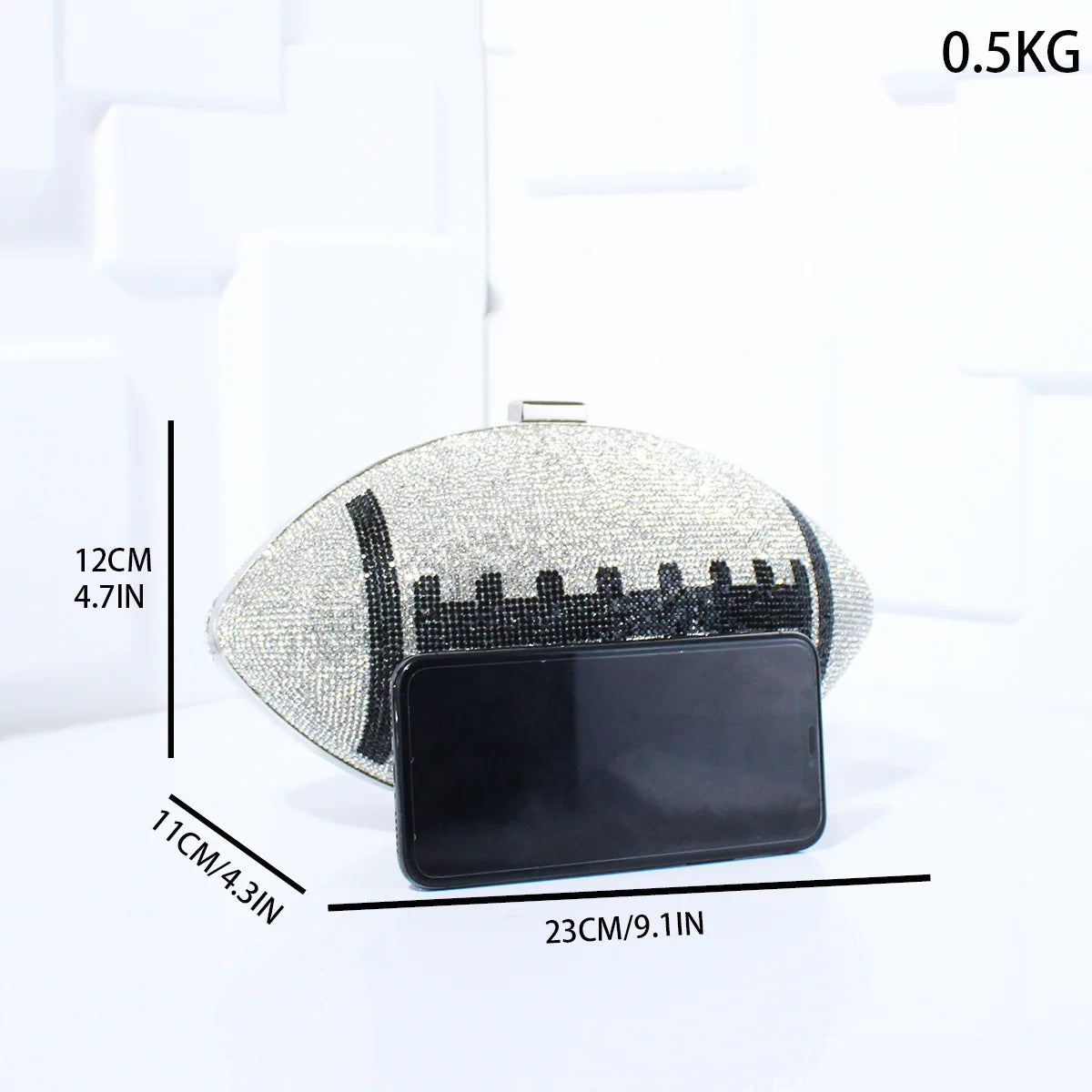 Football-Shaped Evening Minaudière - Exquisite High-End Banquet Purse for Dance Events Versatile Shoulder Messenger Bag
