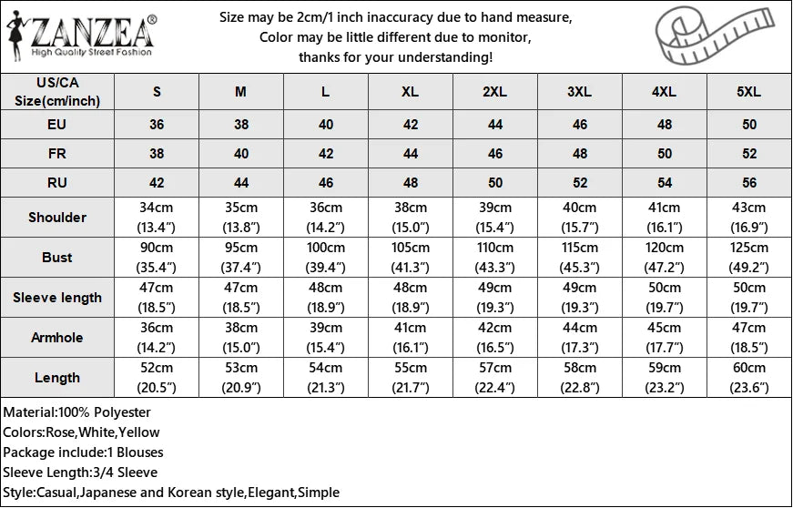 ZANZEA Women Elegant Party Blouse Summer Puff 3/4 Sleeve Tops Shirt 2024 Fashion Solid Boat Neck Tunic Korean Office Lady Blusas