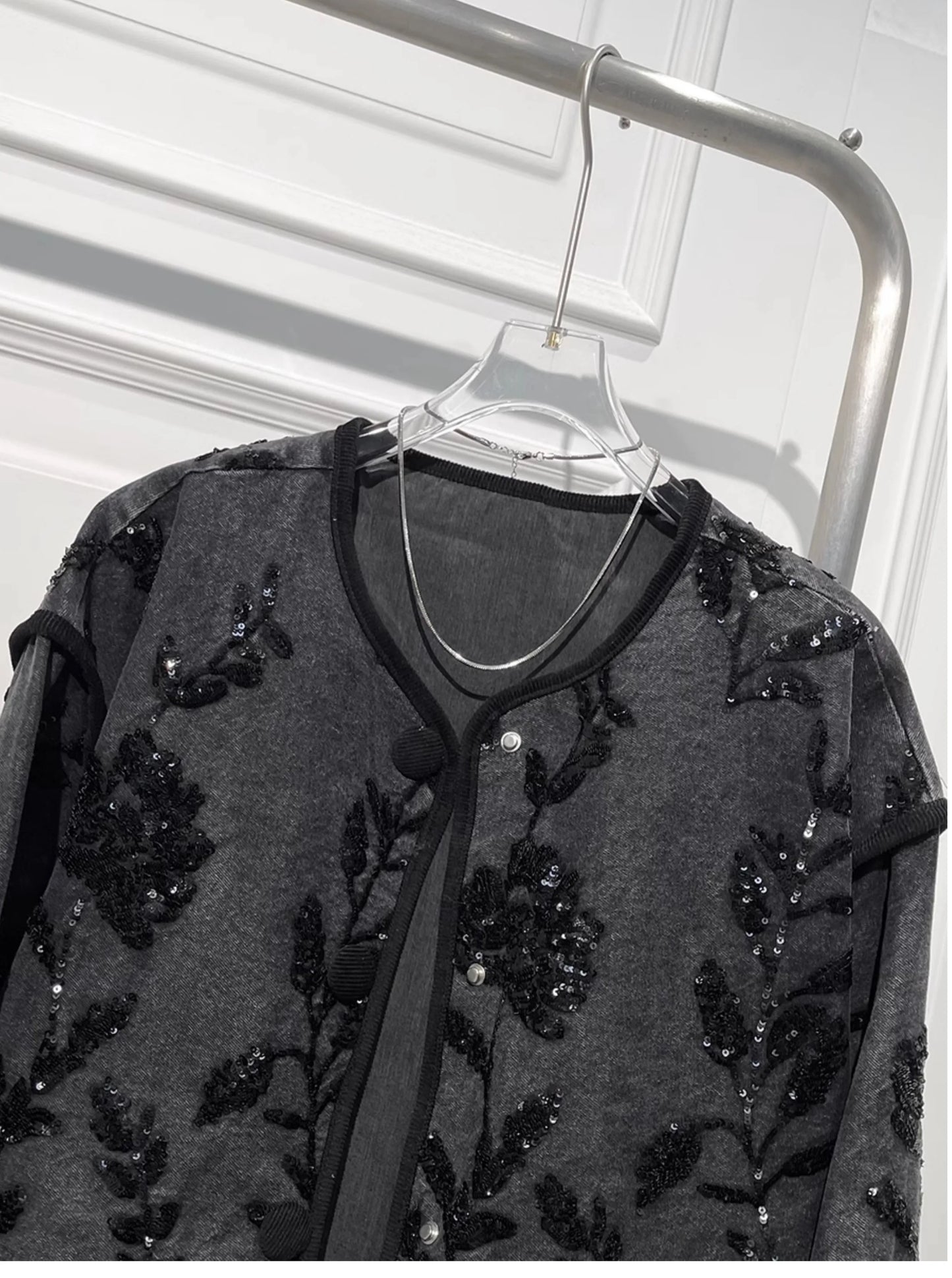 Fashion Versatile Heavy Industry Embroidered Flower Denim Jackets for Women Spring New Loose Casual Mid-length Sequined Jacket