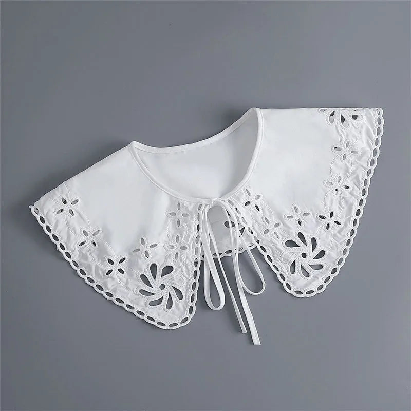 Removable Lace Doll Fake Collar Women Tie Ladies White Shawl Wrap Detachable Embroidered Lapel False Collar Clothes Accessory