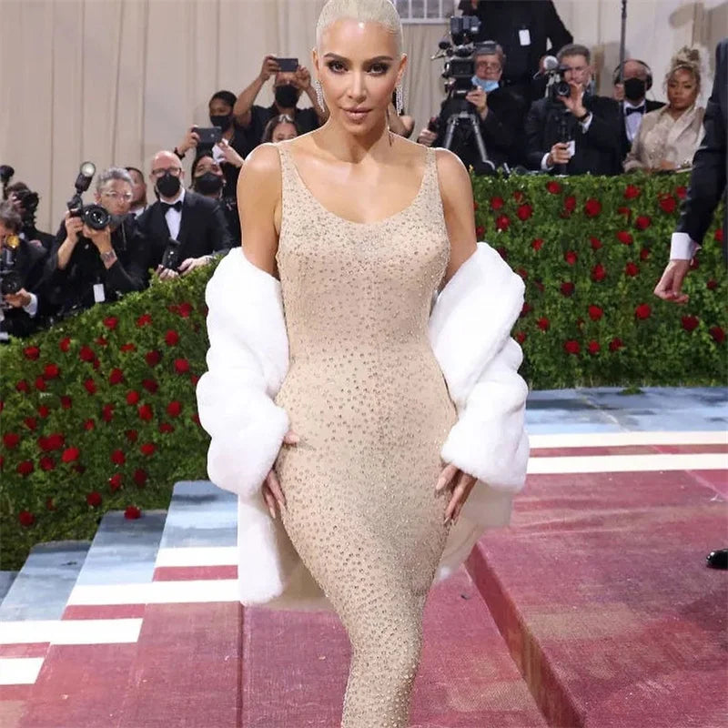 Sparkly Diamonds Rhinestone Bodycon Maxi Dresses for Women Wedding Evening Backless Night Party Club Celebrity Even Dresses Robe