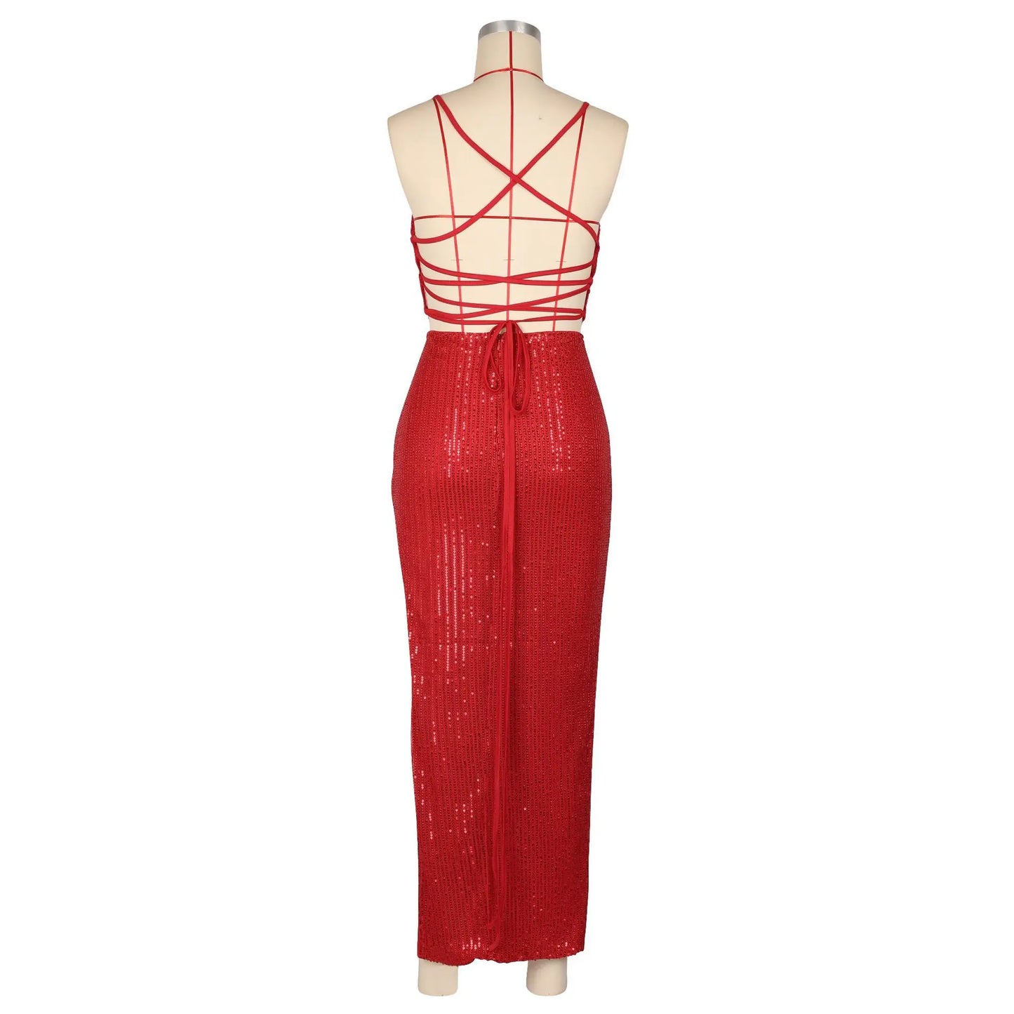 CM.YAYA Women Strapless Sleeveless Sequined Top + Long Skirt Suit 2025 Street Sexy Party Matching Two 2 Piece Dress Sets Outfit