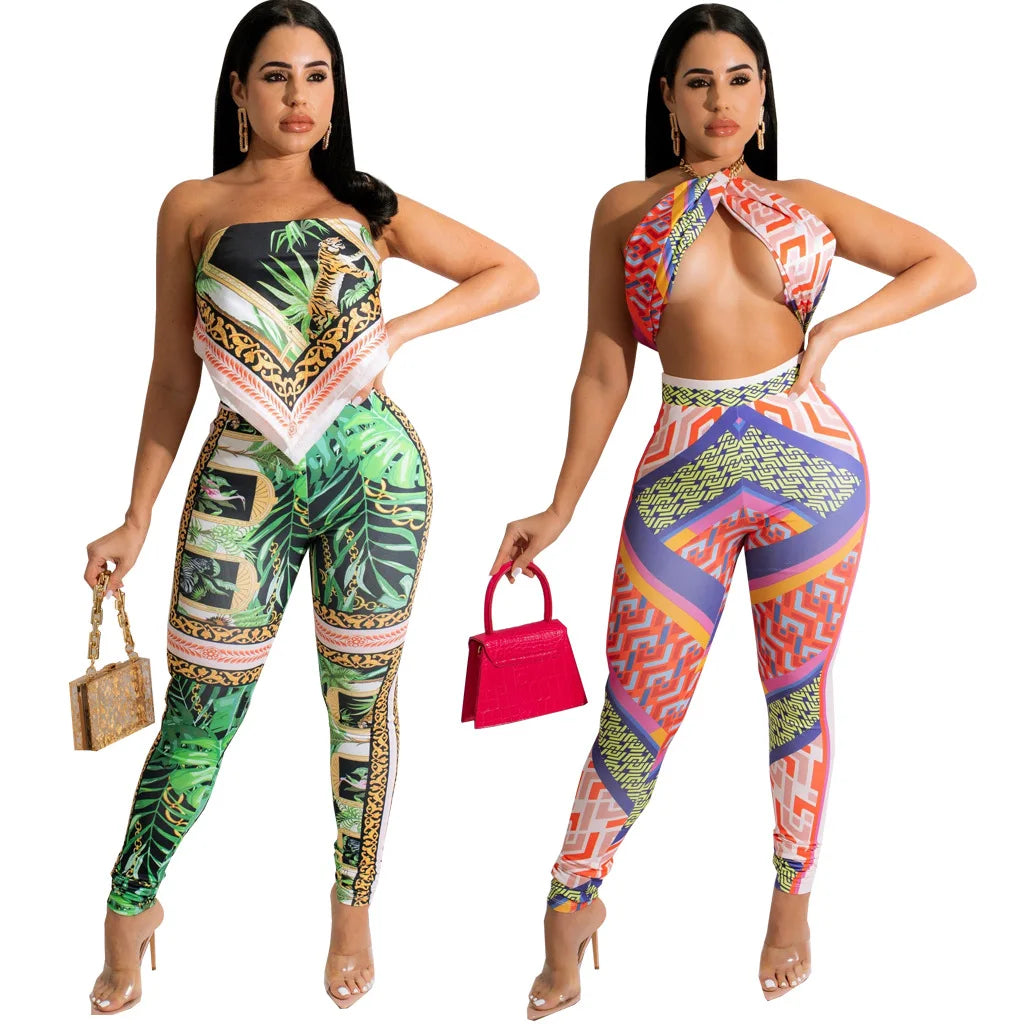 Sexy Fashion Digital Printing Breast Wrap Two-piece Set, Set SMR10971