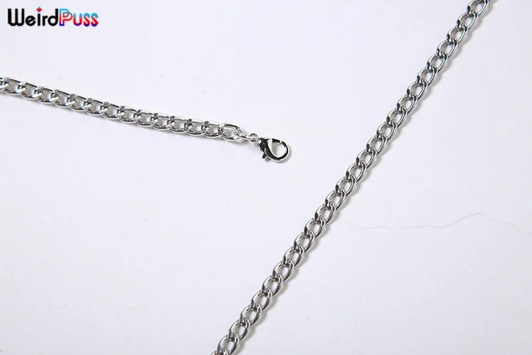 Weird Puss Multilayer Chain Women Crop Tops Halter Backless Low Chest Sexy Fashion Hot Girls Rave Party Nightclub Coquette Vest