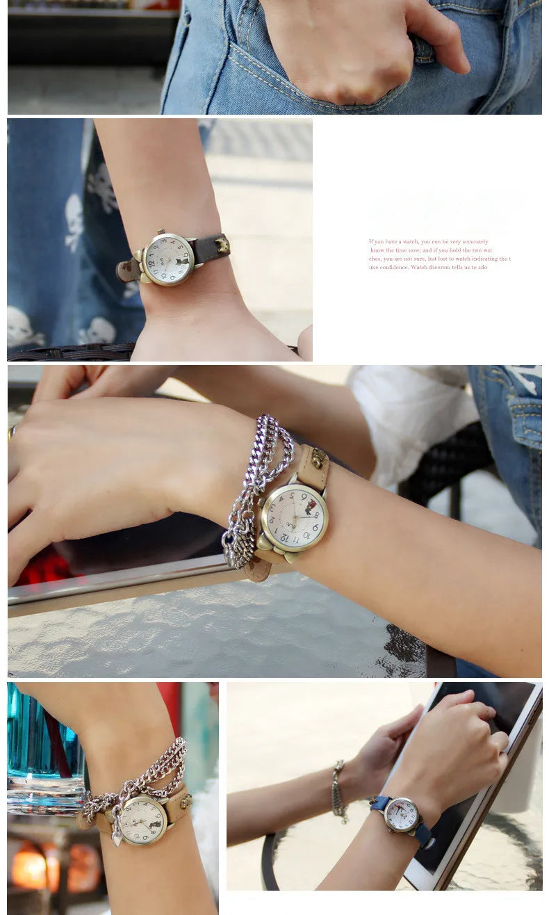 Montre M:N: Brand Fashion Watch Ladies Luxury Hand-made 3D Cat Girl Gift Quartz Wristwatch Waterproof for Women 2025 Reloj Mujer