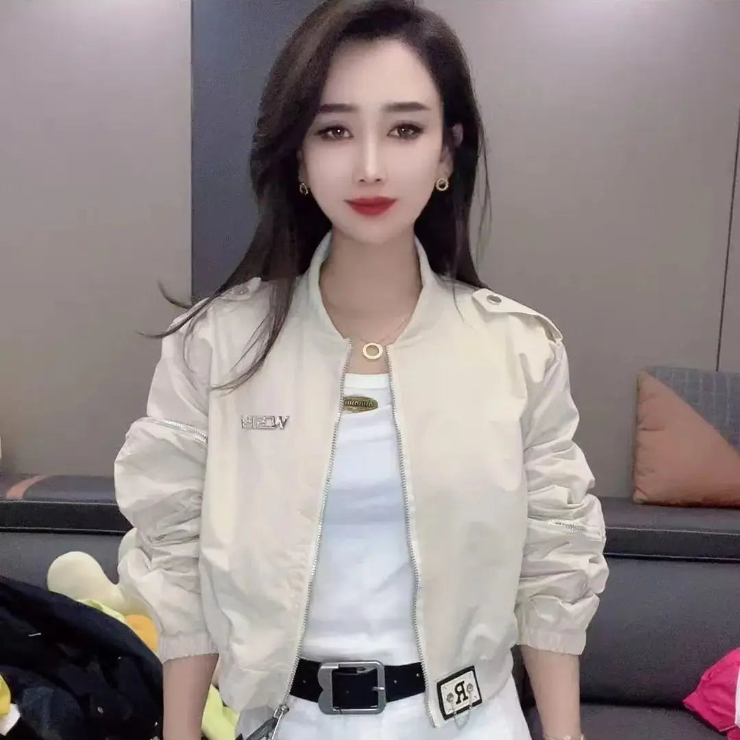 Women's Short Jacket NewCoat Standing Collar Zipper Design Fashionable Casual Loose Top