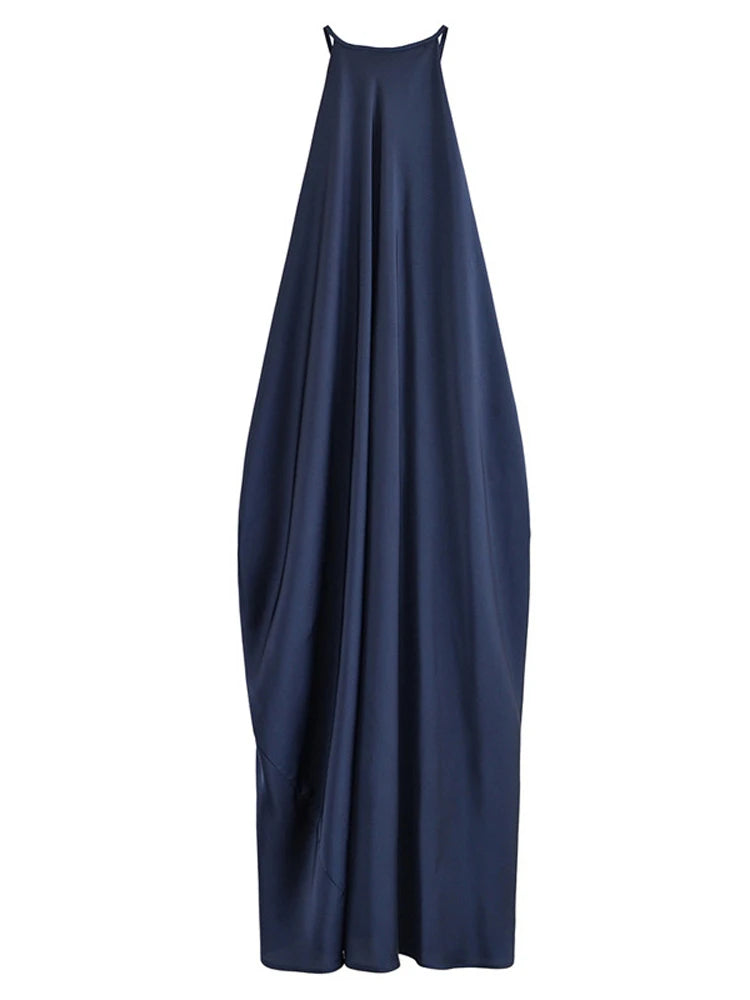 Sexy Halter Women's Dressess Elegant  Lace Up Backless Sleeveless Oversize Dress Female Summer New Lady Party Robes