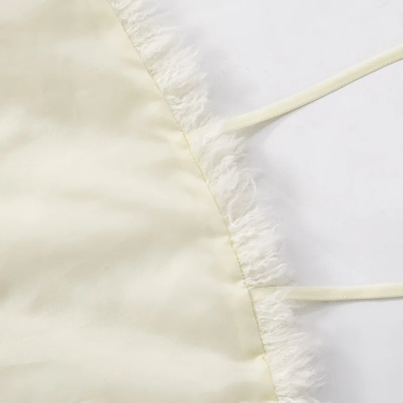 FAGADOER Sexy Fur Patchwork Woman 2 Piece Set Outfit Deep V Backless Lace Up Crop Top + Leopard Print Pants Female Streetwear