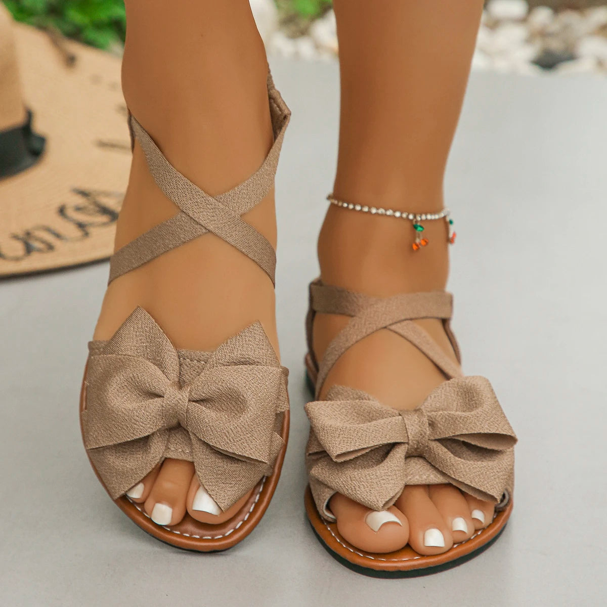 Lightweight Anti-Slip Bow Tie Flat Sandals for Women