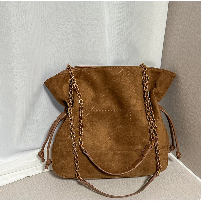 Brand Diamond-shaped Underarm Bag New Women Luxury Retro Fashion Versatile Drawstring Chain Bag Textured Hardware Shoulder Bag