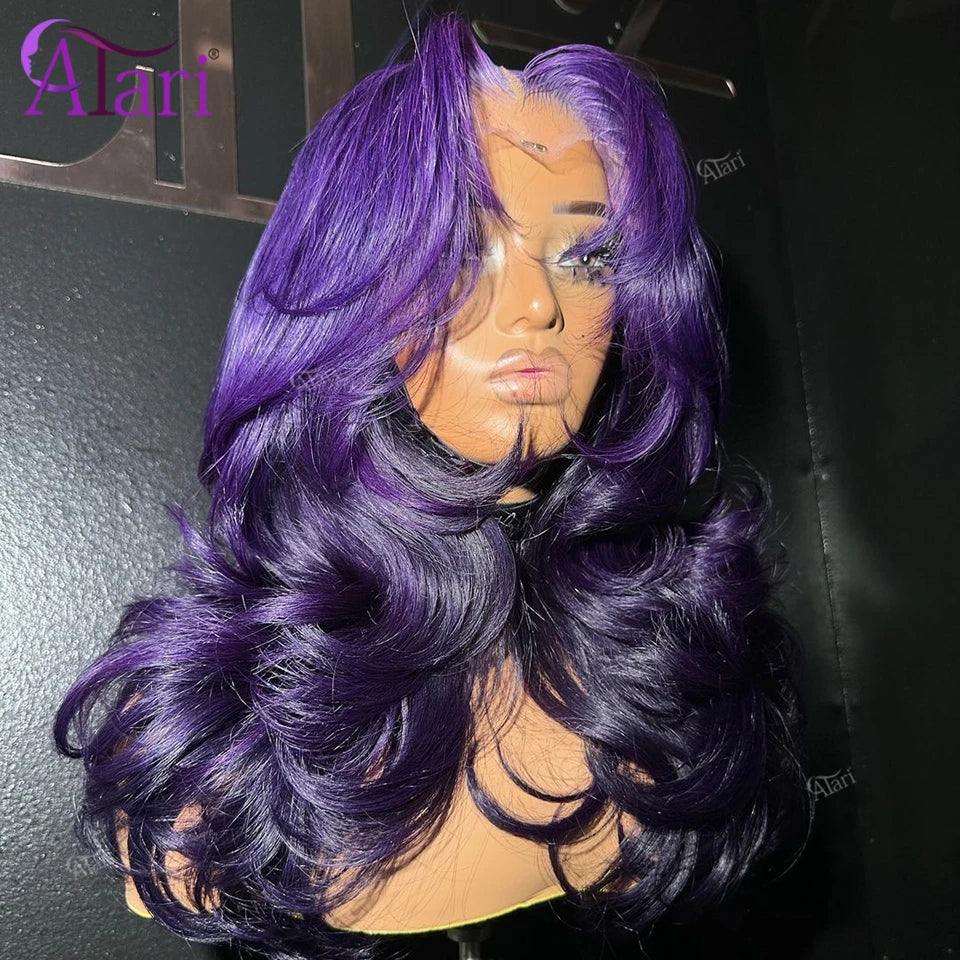 Dark Purple Body Wave Human Hair Wig