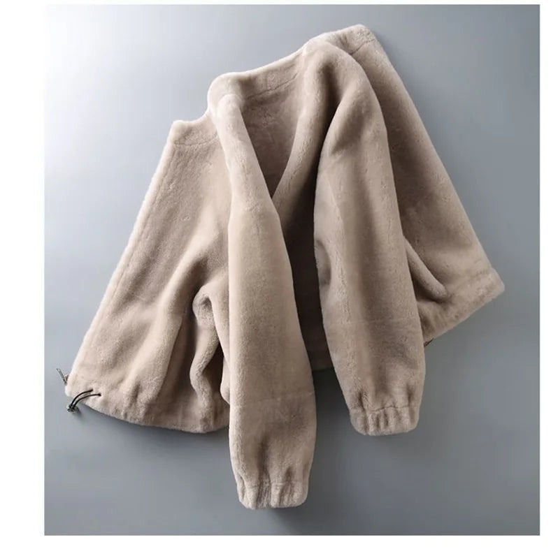 Fur Coat Integrated Stand Collar Jacket For Women 2023 New Autumn Winter Clothing Imitation Rabbit Mink Plush Loose Short Coat