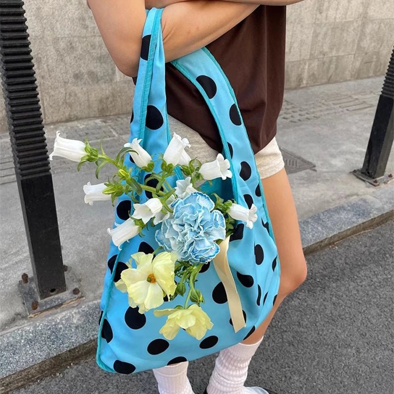 Summer Polka Dot Shoulder Bag Large Capacity Versatile Tote Bag Underarm Bag New Brand Women's Commuter Handbag Messenger Bag