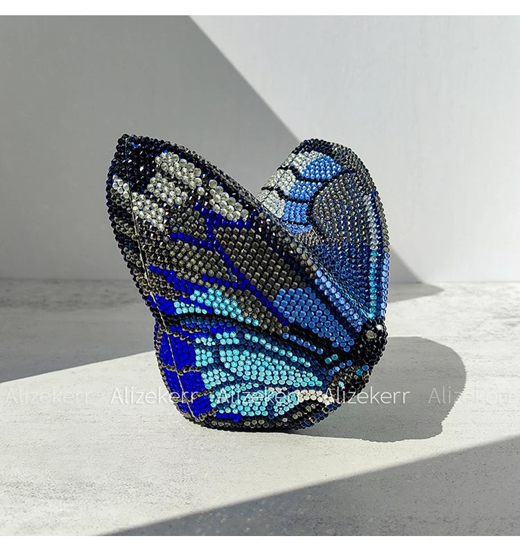 Alizekerr Butterfly Diamond Evening Bags Women 2025 Luxury Designer Gorgeous Rhinestone Clutch Purses And Handbags Wedding Party