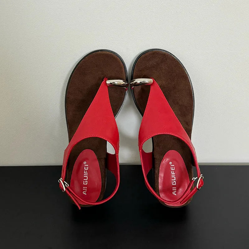 Spring Summer Fashion Metal Ladies Wedges Sandals Shoes Female Buckle Strap Women Wedges Sandals Heeled Shoes Flip flops