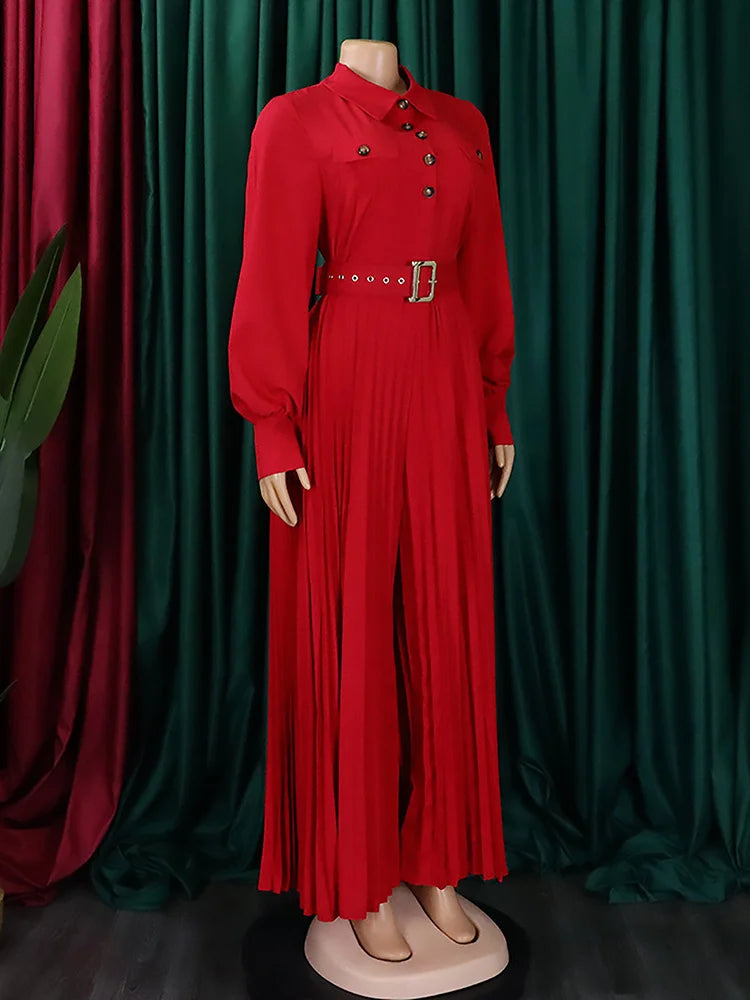 Wmstar Jumpsuit Women's Clothing Office Lady Button Fashion Maxi Rompers New in Fall Clothes Wholesale Dropshipping with Belt