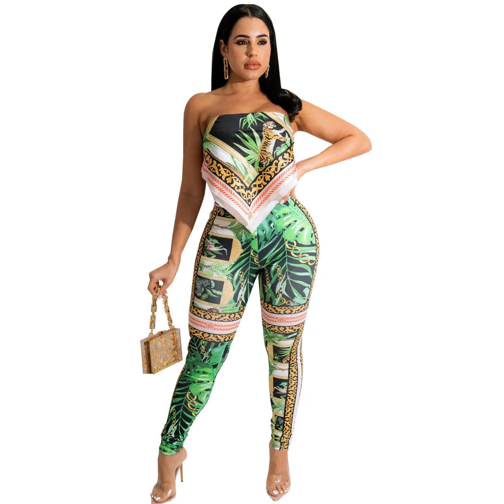 Sexy Fashion Digital Printing Breast Wrap Two-piece Set, Set SMR10971