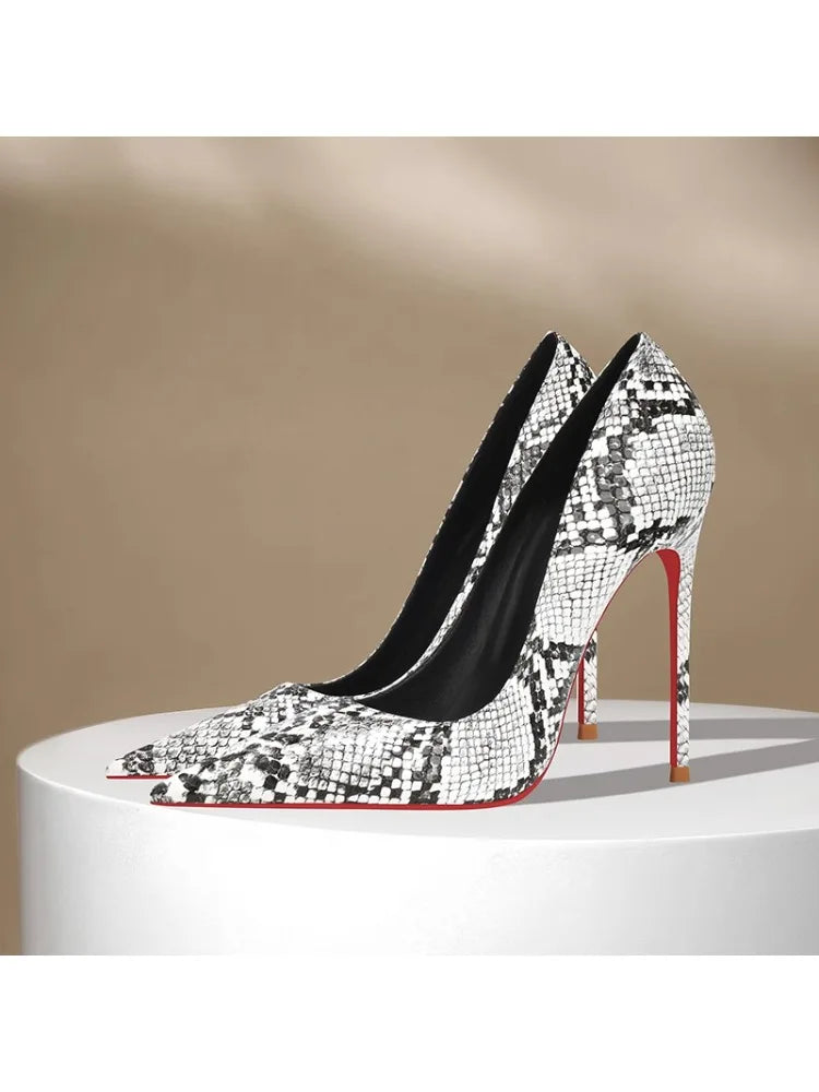 Snake Print Pointed Toe High Heel Stiletto Pumps for Women