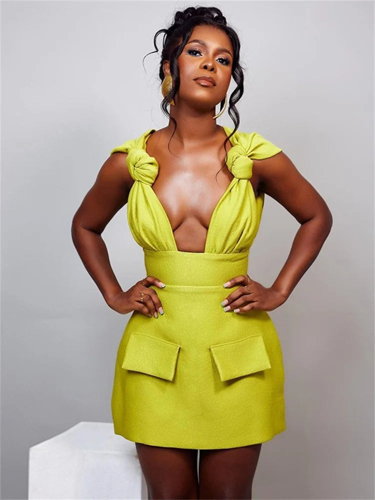 Wmstar Dresses for Women Sexy V Neck Elegant Solid Sleeveless New Summer Fashion Mini Dresses Women Wholesale Dropshipping 2024